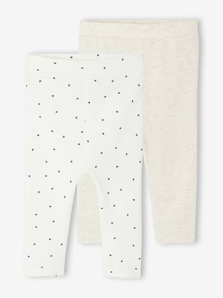 Lot 2 leggings naissance Basics : 1 uni + 1 imprimé écru - vertbaudet enfant 