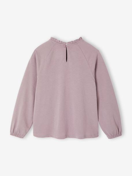 Top with Detail in Broderie Anglaise, for Girls ecru+GREEN DARK SOLID+mauve+navy blue+pale blue - vertbaudet enfant 