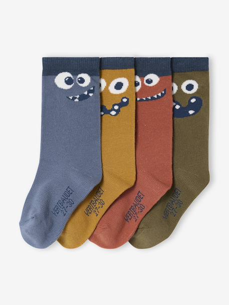Pack of 4 pairs of 'monsters' socks for boys blue - vertbaudet enfant 