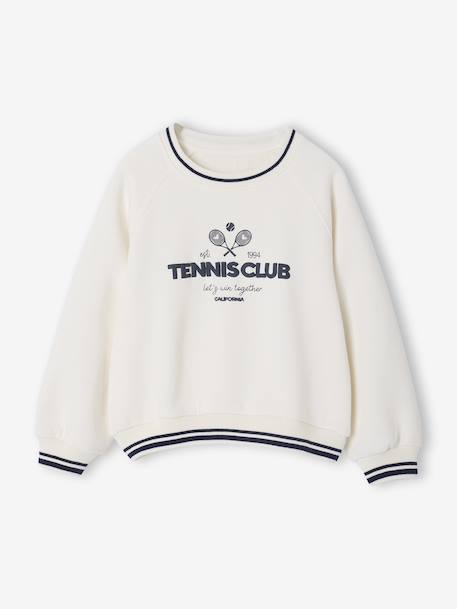 Tennis Club Motif Sweatshirt for Girls ecru - vertbaudet enfant 