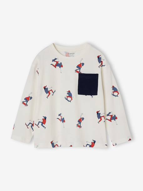 Tee-shirt manches longues HAPPY LA imprimé garçon blanc imprimé - vertbaudet enfant 