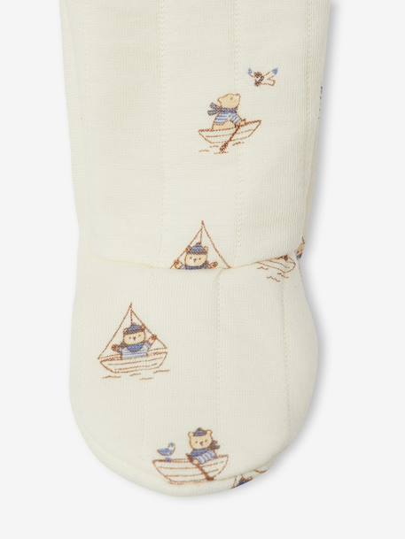Quilted Set: Cardigan + Fully Printed Footed Trousers ecru+rose - vertbaudet enfant 