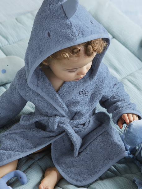 Little Dino Bathrobe for Babies BLUE DARK SOLID - vertbaudet enfant 