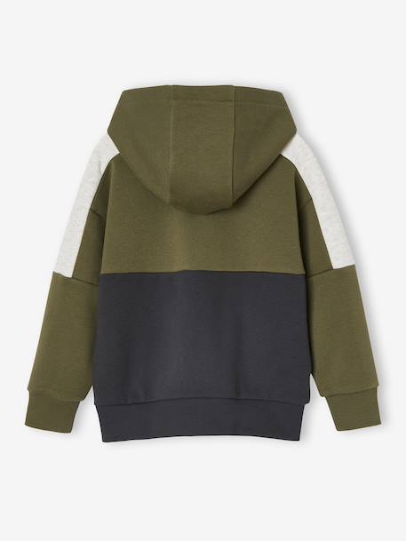 Sports Jacket with Zip & Hood, Colourblock Effect, for Boys bordeaux red+fir green+khaki+marl grey - vertbaudet enfant 