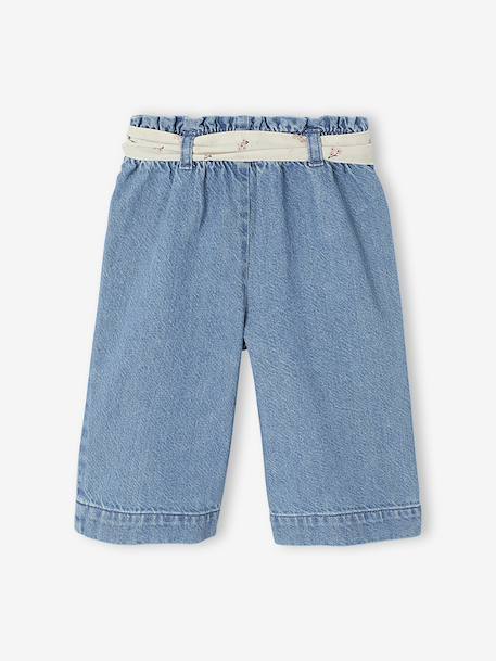 Wide Leg Jeans with Tie Belt, for Babies brut denim+stone - vertbaudet enfant 