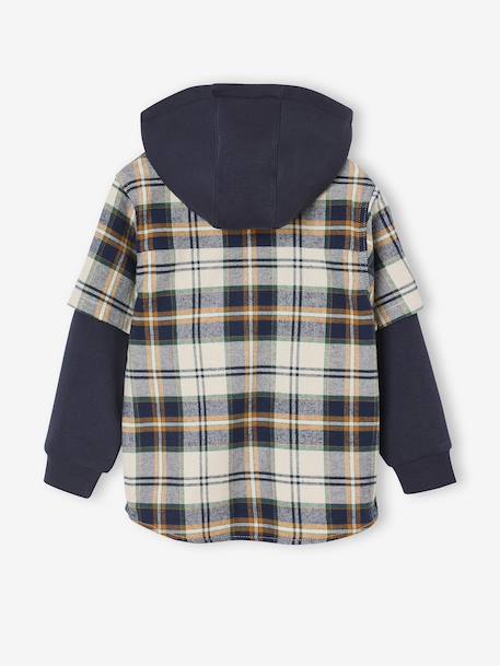 2-in-1 Two Fabric Shirt for Boys chequered white - vertbaudet enfant 