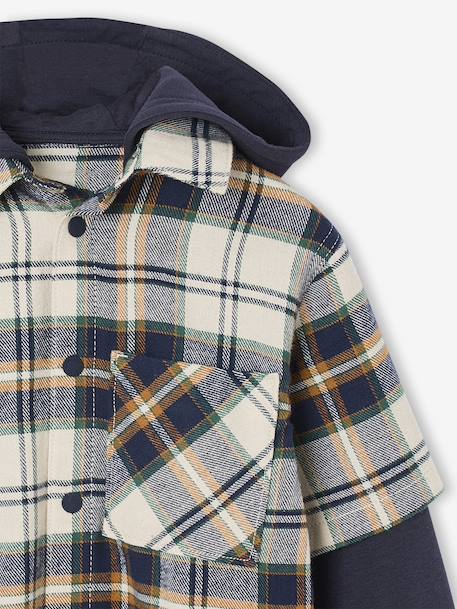 2-in-1 Two Fabric Shirt for Boys chequered white - vertbaudet enfant 