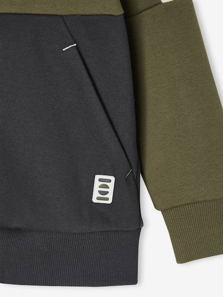 Sports Jacket with Zip & Hood, Colourblock Effect, for Boys bordeaux red+fir green+khaki+marl grey - vertbaudet enfant 