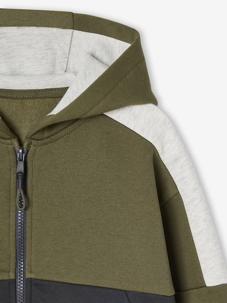 Sports Jacket with Zip & Hood, Colourblock Effect, for Boys bordeaux red+fir green+khaki+marl grey - vertbaudet enfant 