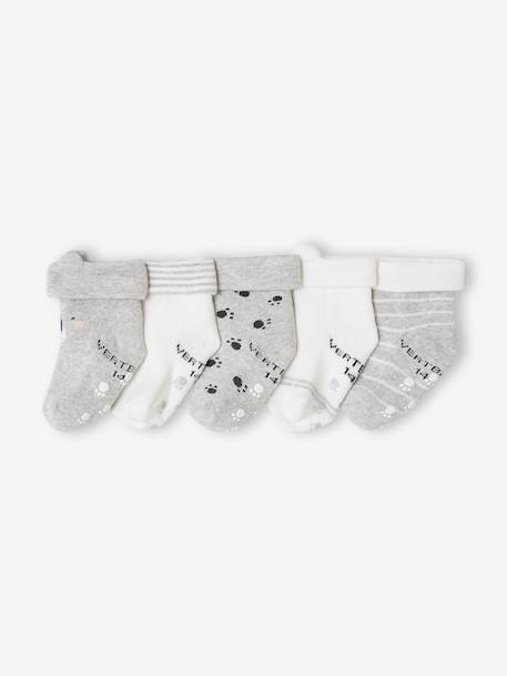 Pack of 5 Pairs of 'Koala' Socks for Babies marl grey - vertbaudet enfant 