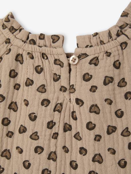 Robe bébé à volants en gaze de coton rose+taupe+vieux rose - vertbaudet enfant 