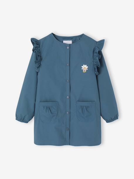 MARGOT plain girl's smock blush+emerald green - vertbaudet enfant 