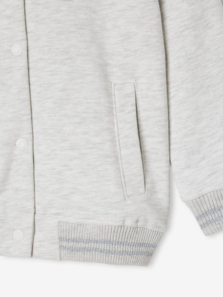 Varsity-Style Fleece Jacket for Girls marl grey+navy blue - vertbaudet enfant 