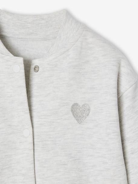 Varsity-Style Fleece Jacket for Girls marl grey+navy blue - vertbaudet enfant 