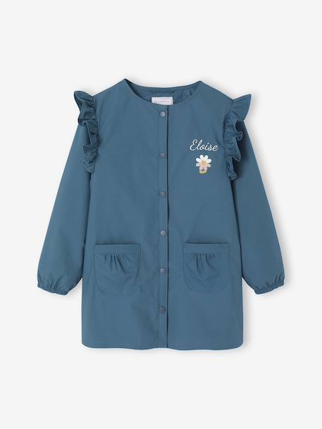 MARGOT plain girl's smock blush+emerald green - vertbaudet enfant 