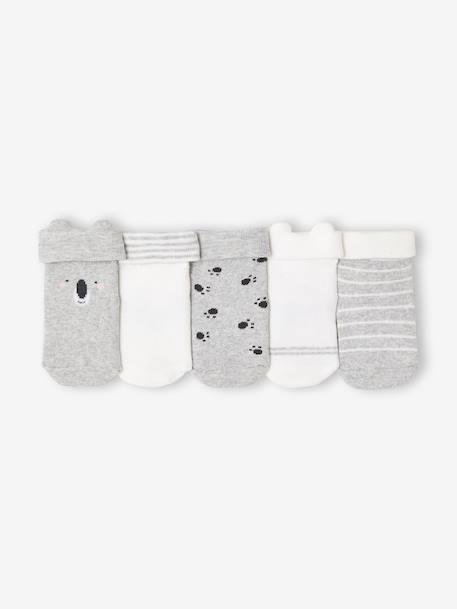 Pack of 5 Pairs of 'Koala' Socks for Babies marl grey - vertbaudet enfant 
