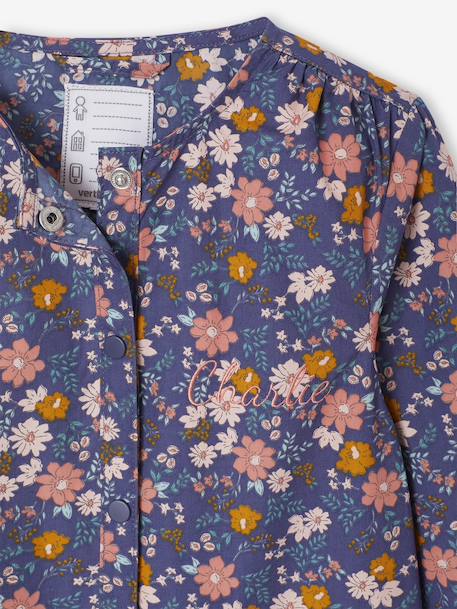 Customisable Flowers girl's smock navy blue - vertbaudet enfant 
