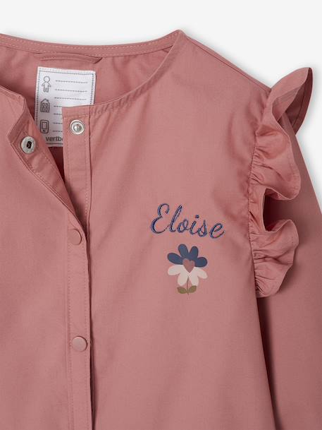 MARGOT plain girl's smock blush+emerald green - vertbaudet enfant 