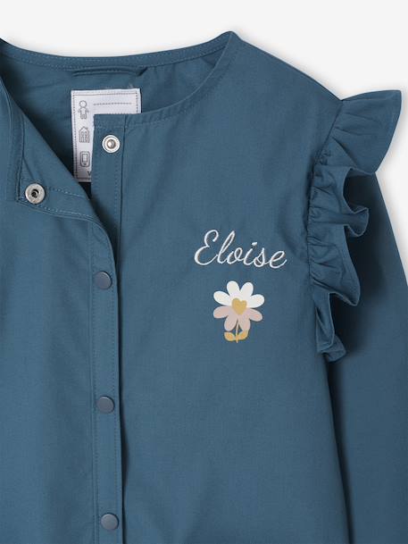 MARGOT plain girl's smock blush+emerald green - vertbaudet enfant 