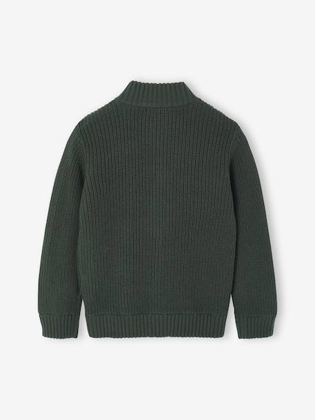 High Neck Long-Sleeved Cardigan for Boys green+navy blue - vertbaudet enfant 