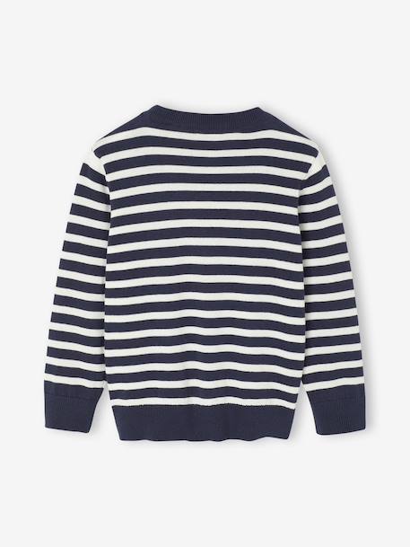 Basic Round-Neck Long-Sleeved Jumper for Boys navy blue+striped blue - vertbaudet enfant 