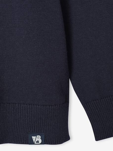 Basic Round-Neck Long-Sleeved Jumper for Boys navy blue+striped blue - vertbaudet enfant 