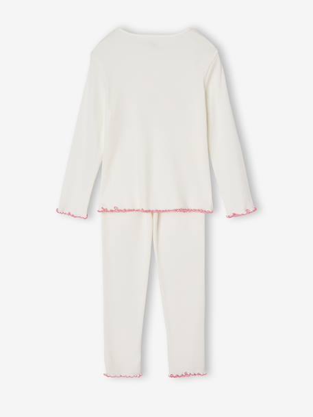 'Best Sister' Pyjamas in Ribbed Jersey Knit, for Girls ecru - vertbaudet enfant 