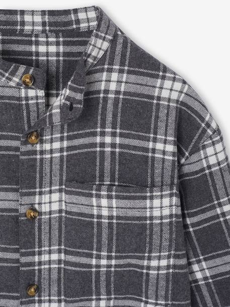 Boy's long-sleeved flannel shirt chequered grey - vertbaudet enfant 