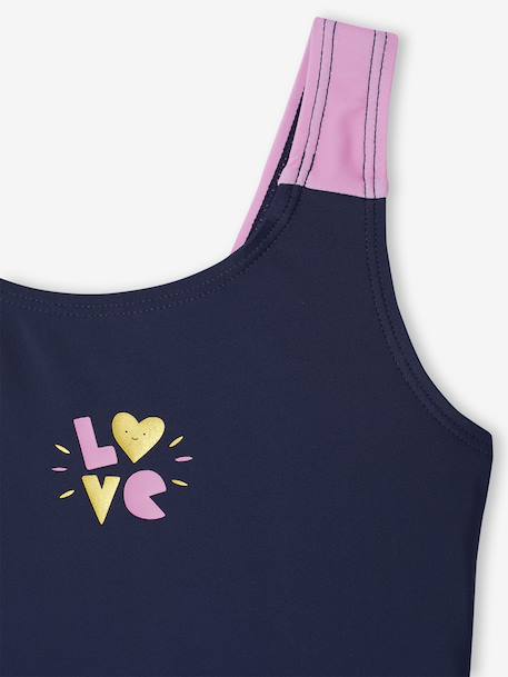 Swimsuit Set Comprising One-Piece Swimsuit + Beanie for Girls indigo - vertbaudet enfant 