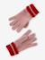 Girl's striped set: beanie + snood + mittens/gloves blush - vertbaudet enfant 