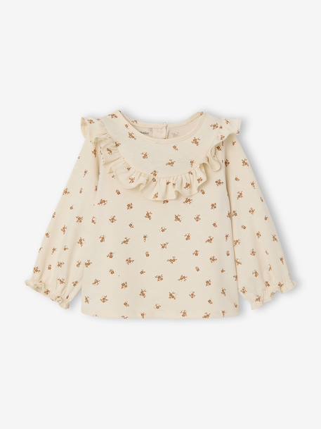 T-shirt with a blouse-style print for babies vanilla - vertbaudet enfant 