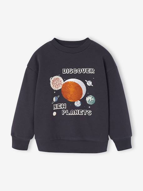 Sequinned 'Planets' Sweatshirt for Boys anthracite - vertbaudet enfant 