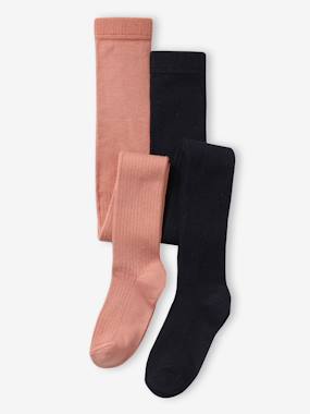 Girls-Underwear-Tights-Pack of 2 Pairs of Rib Knit Tights for Girls