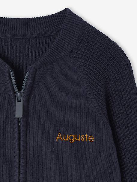 Long-Sleeved Varsity Cardigan for Boys marl grey+navy blue - vertbaudet enfant 