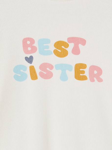 'Best Sister' Pyjamas in Ribbed Jersey Knit, for Girls ecru - vertbaudet enfant 