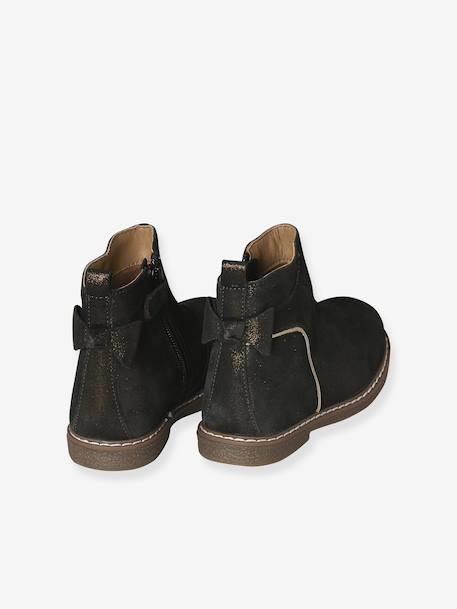 Leather Boots with a Bow for Girls 6399+printed black - vertbaudet enfant 