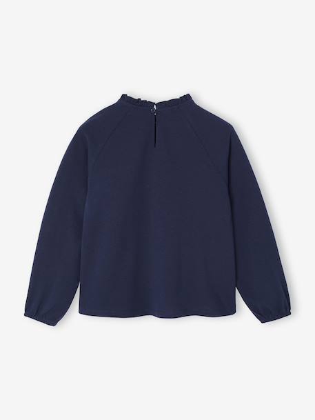 Top with Detail in Broderie Anglaise, for Girls ecru+GREEN DARK SOLID+mauve+navy blue+pale blue - vertbaudet enfant 