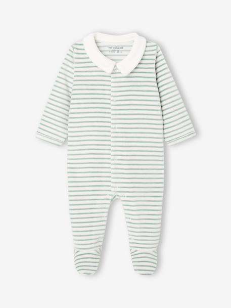 Velour Sleepsuit for Newborns ecru - vertbaudet enfant 