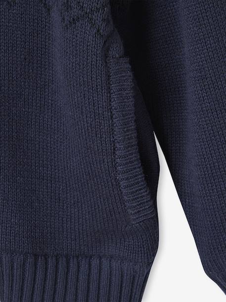 Hooded Sherpa-Lined Cardigan for Boys navy blue - vertbaudet enfant 