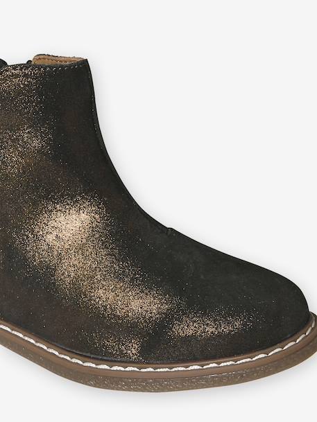 Leather Boots for Girls camel+Dark Blue+printed black - vertbaudet enfant 