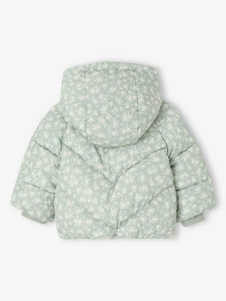 Lightweight Jacket with Printed Hood for Babies sage green - vertbaudet enfant 