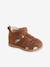 Leather Sandals for Baby Boys, Designed for First Steps BLUE MEDIUM SOLID+Camel+sandy beige - vertbaudet enfant 