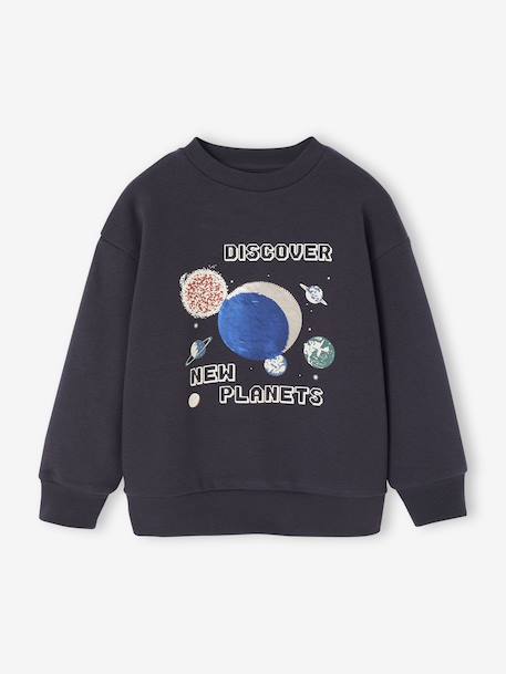 Sweat Planètes Sequins Garçon anthracite - vertbaudet enfant 