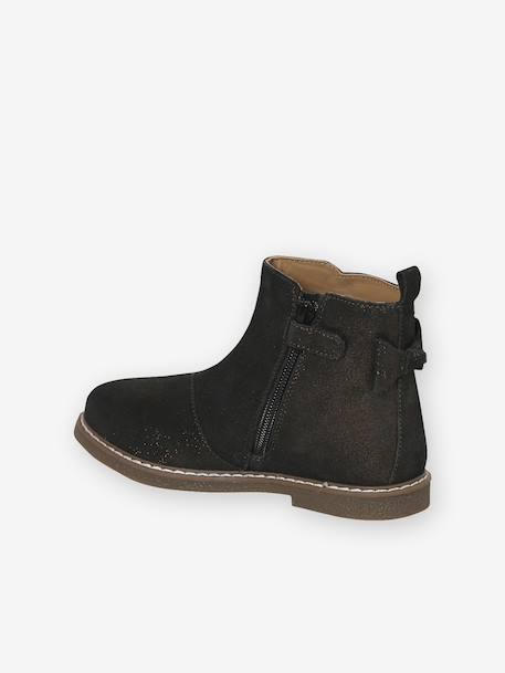 Leather Boots for Girls camel+Dark Blue+printed black - vertbaudet enfant 