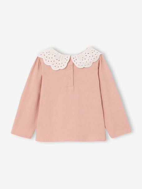 Pack of 2 T-Shirts with Broderie Anglaise Collar for Babies rosy - vertbaudet enfant 