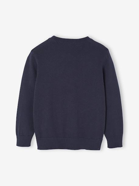 Basic Round-Neck Long-Sleeved Jumper for Boys navy blue+striped blue - vertbaudet enfant 