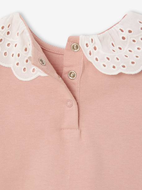 Pack of 2 T-Shirts with Broderie Anglaise Collar for Babies rosy - vertbaudet enfant 