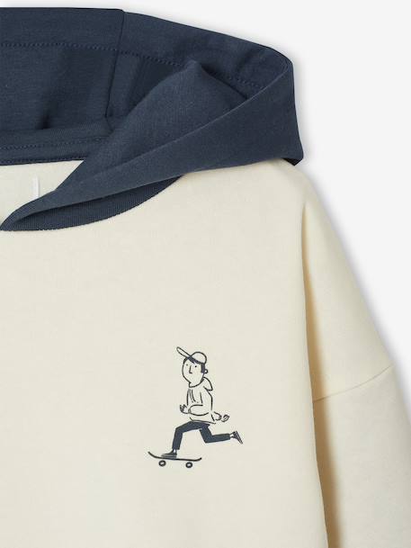Sweat à capuche effet 2 en 1 print placé garçon écru - vertbaudet enfant 
