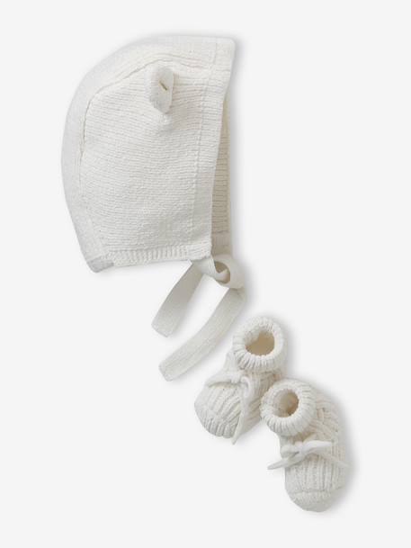 Beanie & Booties Set for Newborns ecru - vertbaudet enfant 