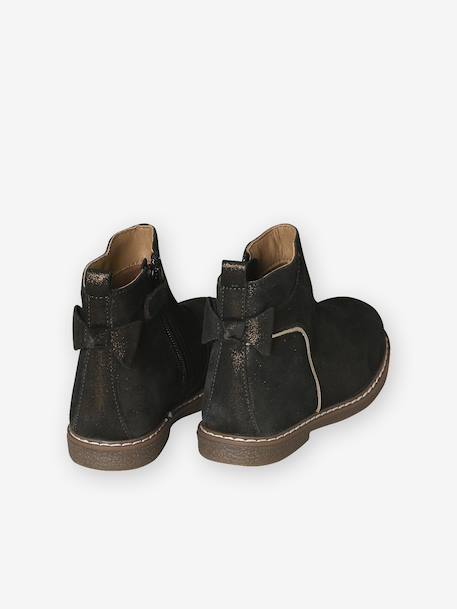 Leather Boots for Girls camel+Dark Blue+printed black - vertbaudet enfant 